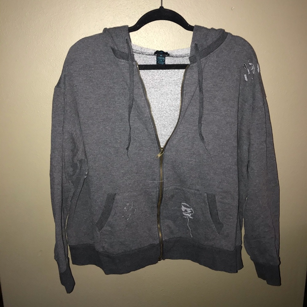 Lightweight distressed grey zip up!